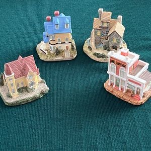 Liberty Falls Americana Collection VTG Christmas Buildings Lot of 4 With Box
